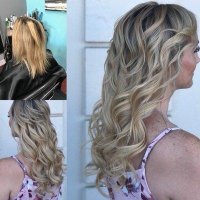 Before and After Tape in Hair Extensions.