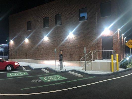 Exterior Building LED Lighting and EV Charger