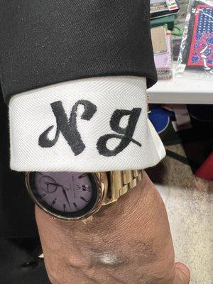 Custom Monogram on cuff