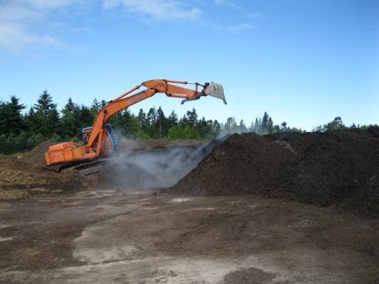 Turning compost for 8-10 months