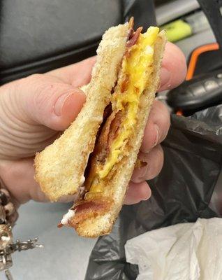 This is my extra bacon egg and cheese sandwich