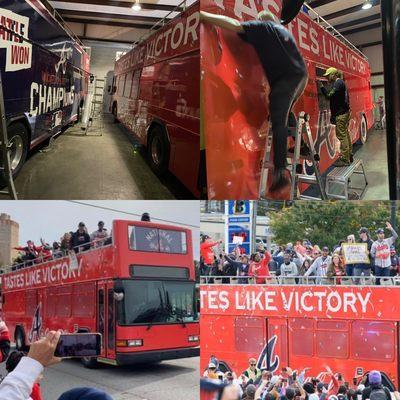 Braves buses wrapped for the parade