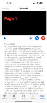 Transcript of Frank's voicemail