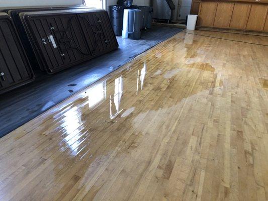 Water damage on hardwood flooring needs to be addressed immediately or permanent damage can result!