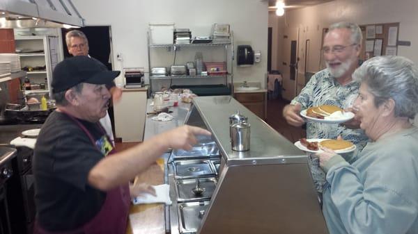 Pancake Sunday with lodge members volunteering their time to cook