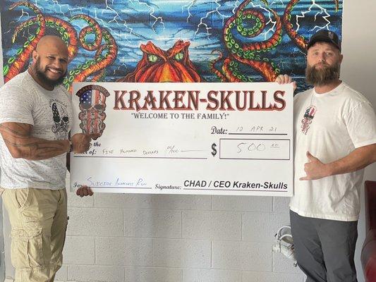 Kraken-Skulls giving back to a local Veteran Owned Non-Profit