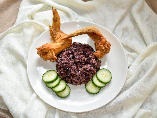 Sticky rice (can be switched for fried rice), 2 whole wings, and side veggie