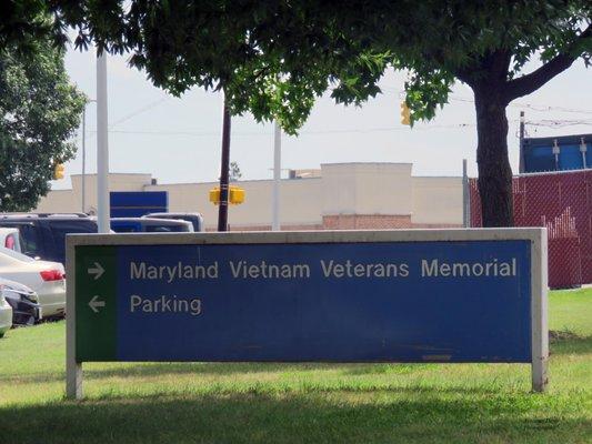 Maryland Vietnam Veterans Memorial signage along Hanover Street.