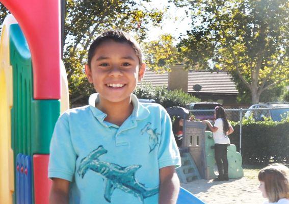 On the playground during  the break between classes.