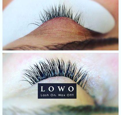 Before and after if this beautiful set of classic lash extensions!