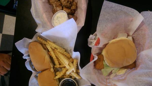 Fish Sandwich, pork bites, & French dip. So good.