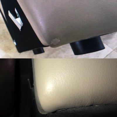 Leather repair before and after