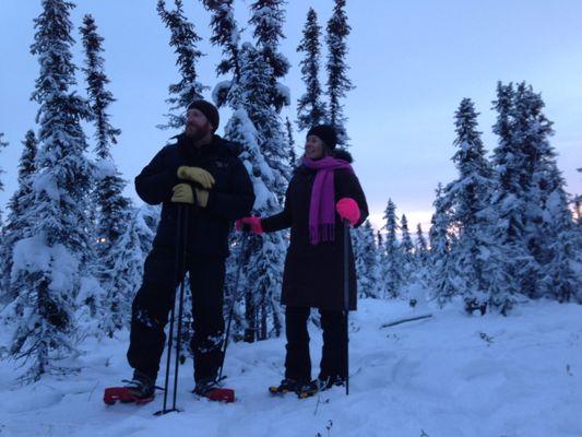 Sunset snowshoeing in December