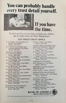 Advert from Directory of San Diego Attorneys 1967