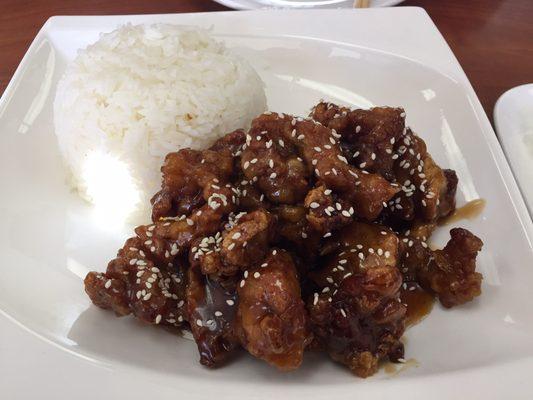 Sesame chicken rice combo ~$9