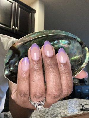 Gel-X short almond nails  Purple French tips