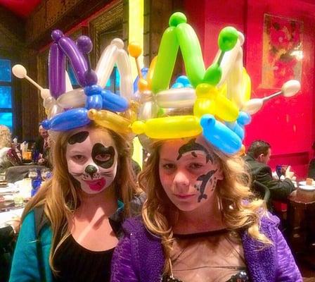 The stunning sisters loved their fabulous balloon crowns.