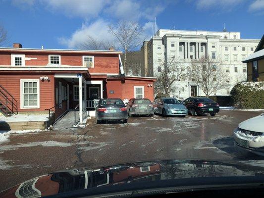 4 state vehicles taking up all of the accessible spaces to the visitors center.