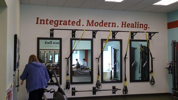 Treatment area including TRX and functional movement and strength.