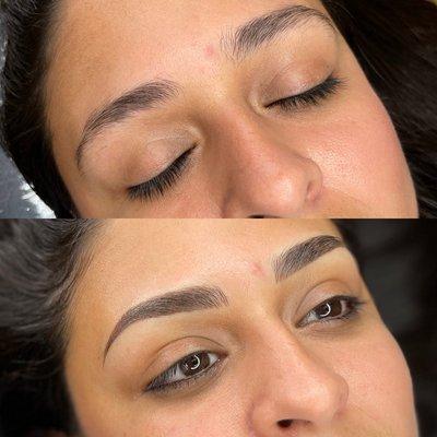 Hybrid Brow: A combination of Microblading and Microshading for a natural looking brow.