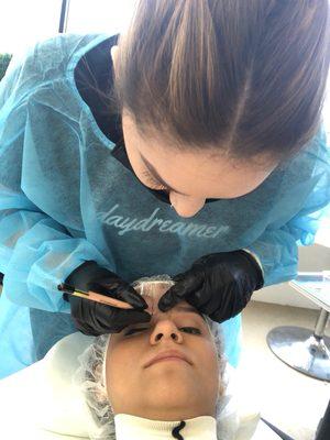 Mapping eyebrows prior to Microblading!