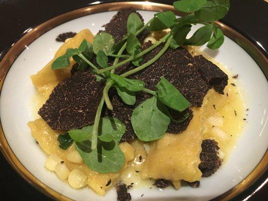 sweet corn agnolotti with fresh truffles