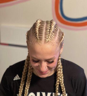 Cornrows hair added