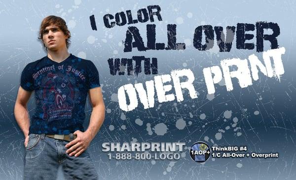 We can print a 1/C background graphic to give an all-over look then print a multi-color image over the top - saving u money