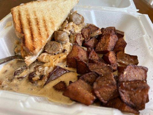 Sausage Biscuits with Gravy N Hash Browns