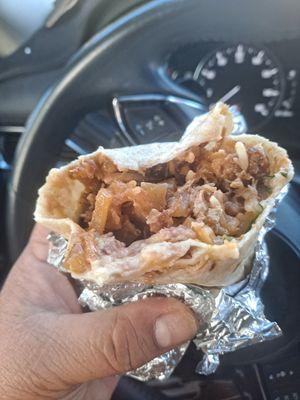 This is not a super burrito. We always get  Super w sour cream and this was full of Bones.