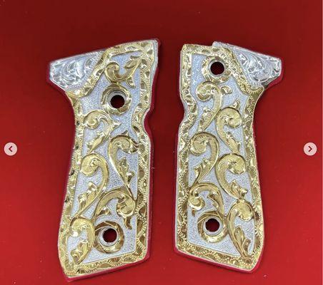 Beretta fs92 custom grips24k gold plated