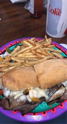 I had the Philly Cheesesteak with onions, mushrooms, and onions!