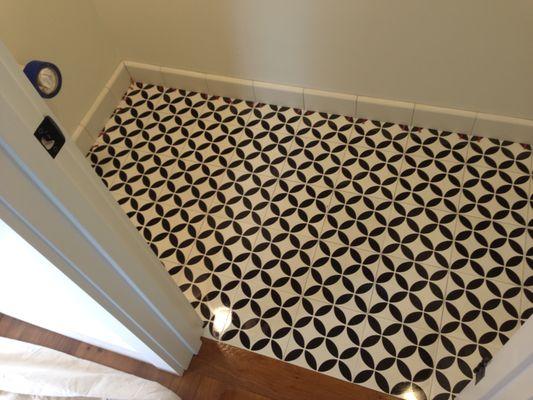 Cement Tile Floor Installation in 1/2 Bath