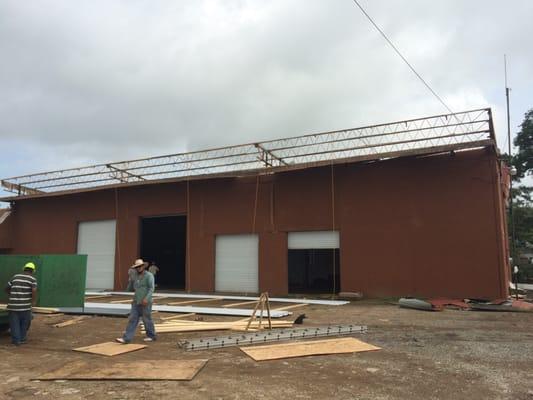 HWY 377 denton (in process) this building  had its roof completely taken off by the 2015 tornado we reframed the entire roof and installed