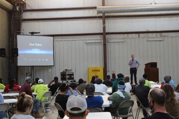 Explore Industries presentation inside our factory with AV support from Stafford Lighting & Sound.