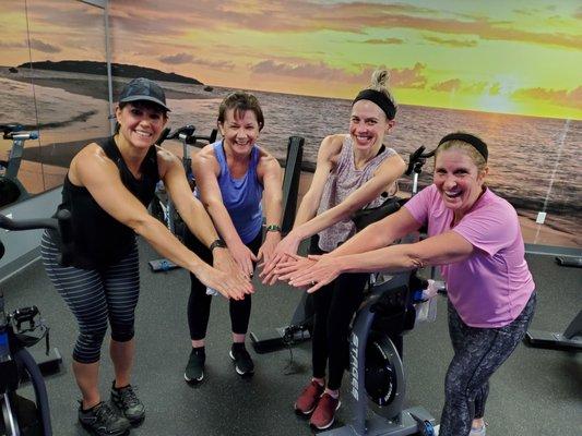 Pistachio cycling class smiles