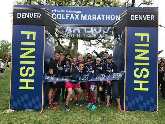 Aurora Police Colfax Marathon relay team sporting some fine looking performance tees. Give us a shout for your next race & you'll smile too!