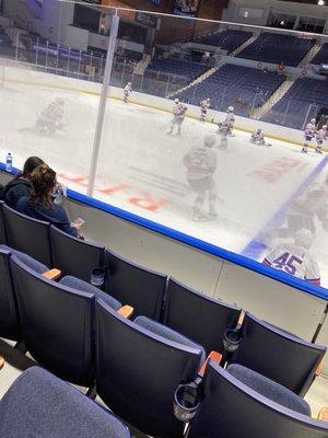 Fogged up glass! It was extra cold in there. Fog left around the second period of the game.