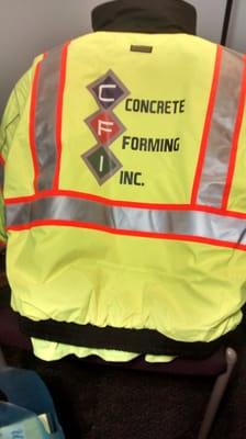 Digital Logo and vinyl added to safety jacket.