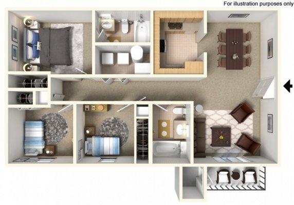 Our 3 bedroom 2 bath floor plan!