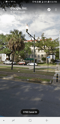 Building on the corner of Canal St. and N. Telemachus St.