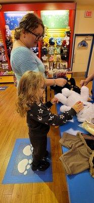 The heart ceremony for her new bear.