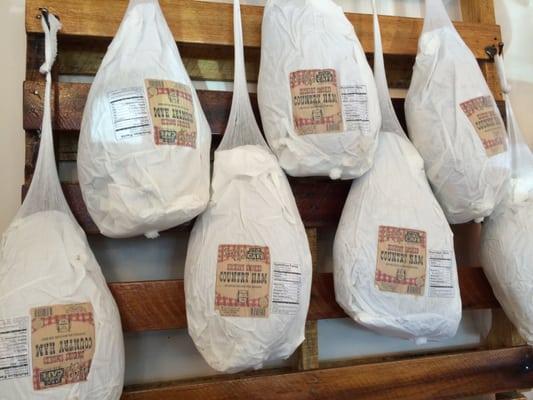 Get a whole Country Ham from Hams & Jams! Safe out of refrigeration and we can ship anywhere in the US.