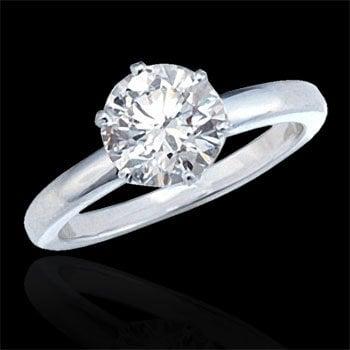 Classic diamond solitaire engagement ring set in platinum.