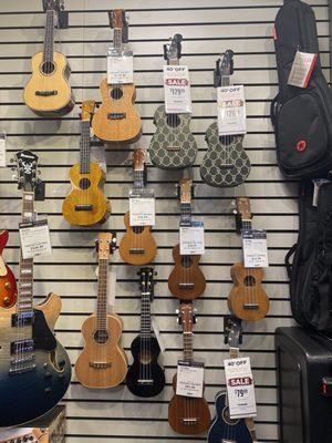 Wall of ukuleles!