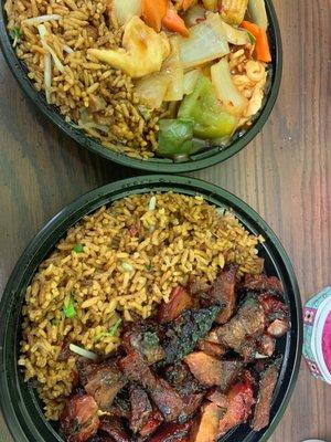 Top is hunan chicken and bottom is boneless spare ribs