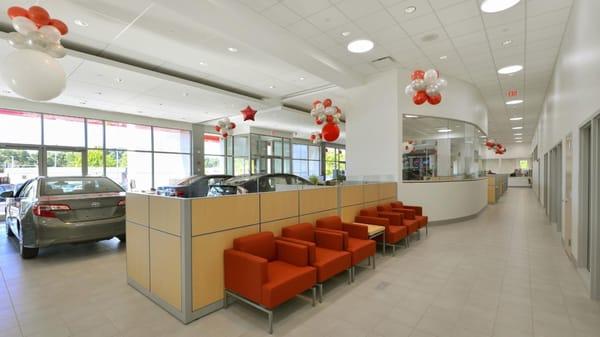 Interior of new Toyota Car Dealership in Cortlandt Manor, NY.