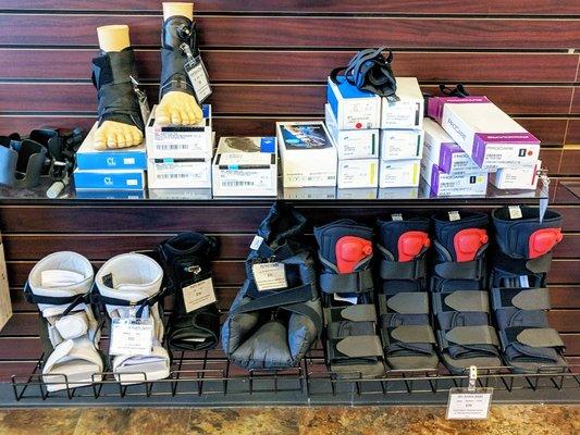 We carry walking boots and a variety of ankle and wrist braces