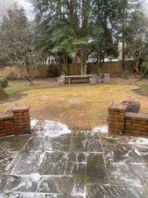 Brick patio and retaining wall "Before"