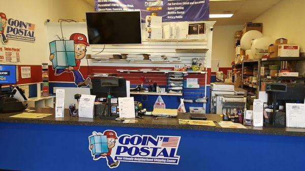 Goin Postal front counter.